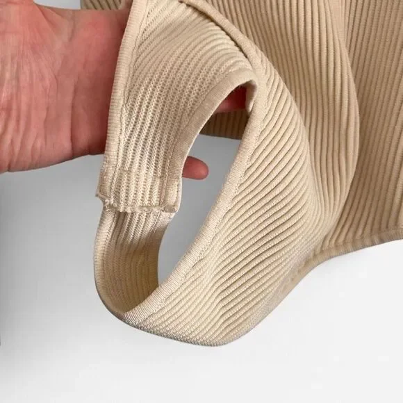 Restyled Cream Ribbed Knit Layered Bodysuit + Half Sweater Set – Size 6 / M 🤍✨ - Picture 6 of 8